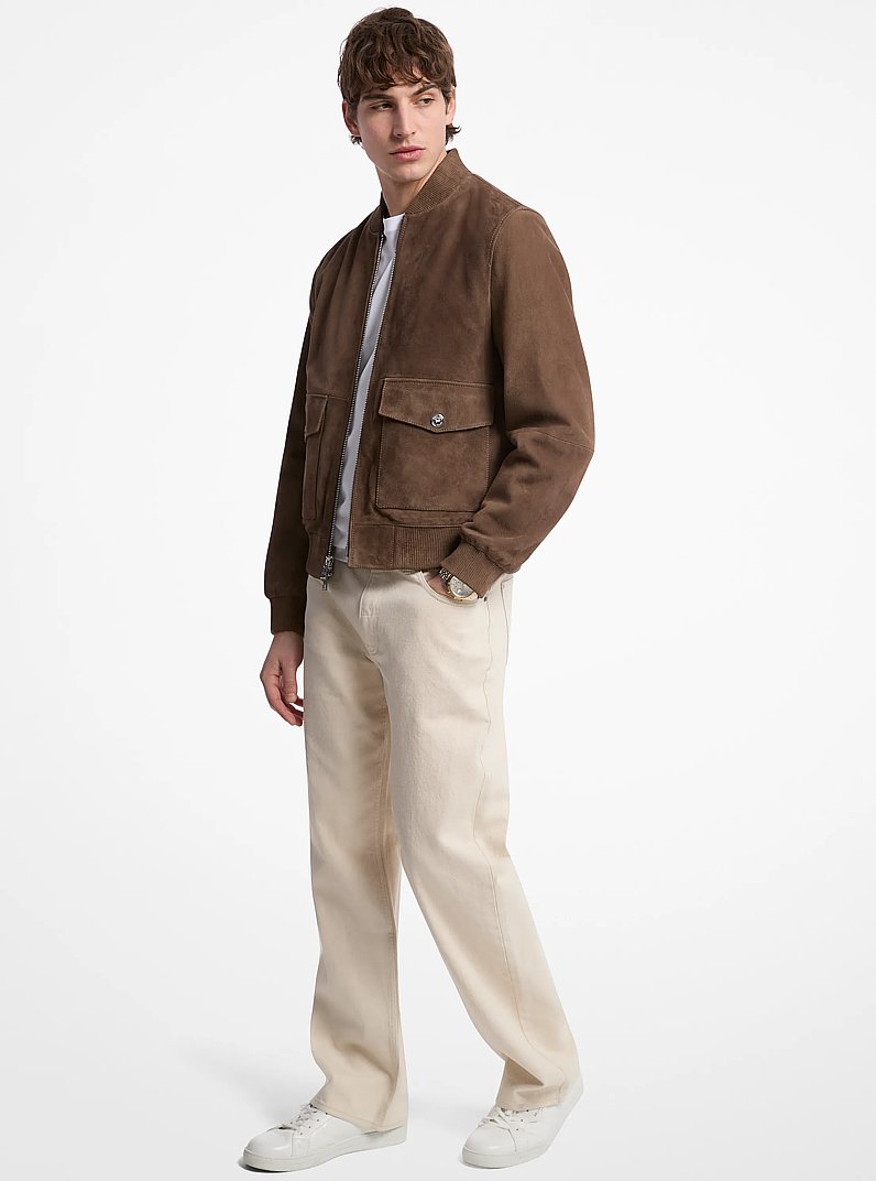 Suede Bomber Jacket in CHESTNUT | Michael Kors