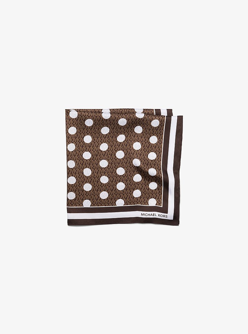 Bufanda de lunares con logo exclusivo en sarga satinada in CHOCOLATE | Michael Kors