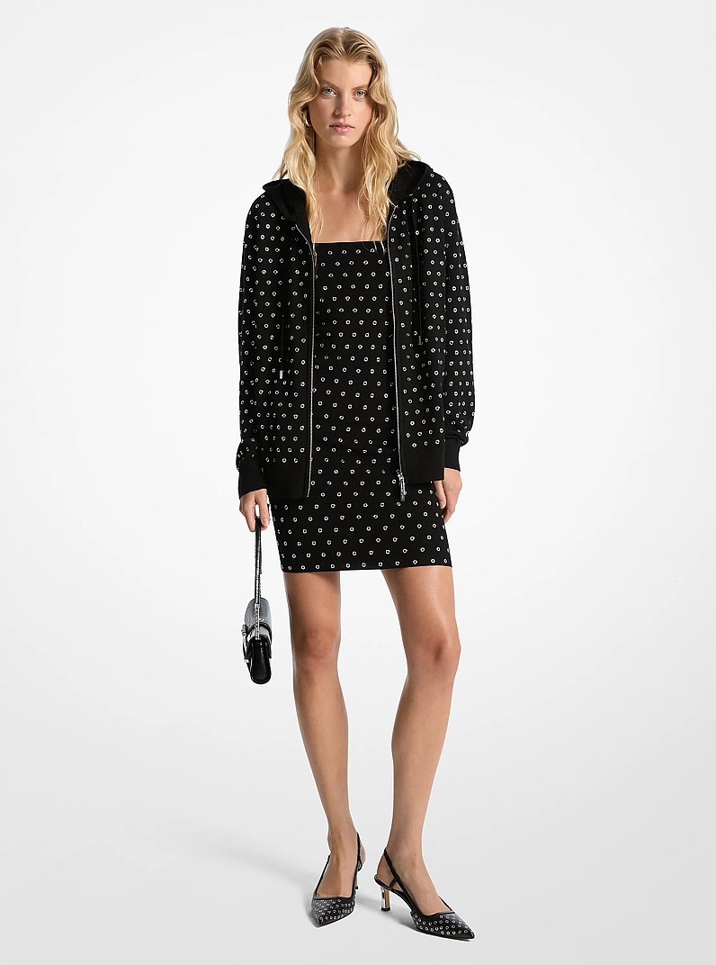 Sudadera con capucha de lana con cremallera y ojales in NEGRO | Michael Kors