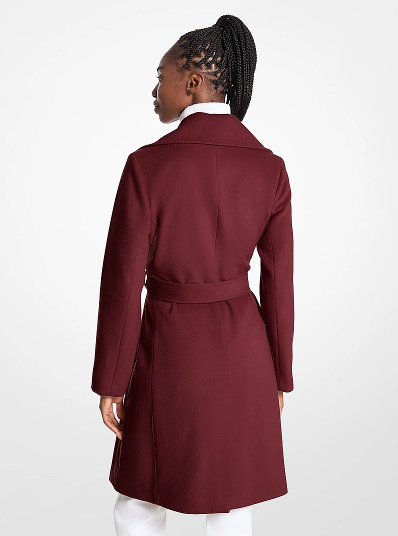 【herlipto】Lucca Wool Blend  Coat/M Wool Blend Wrap Coat in MERLOT - Sale | Michael Kors Canada [CA]