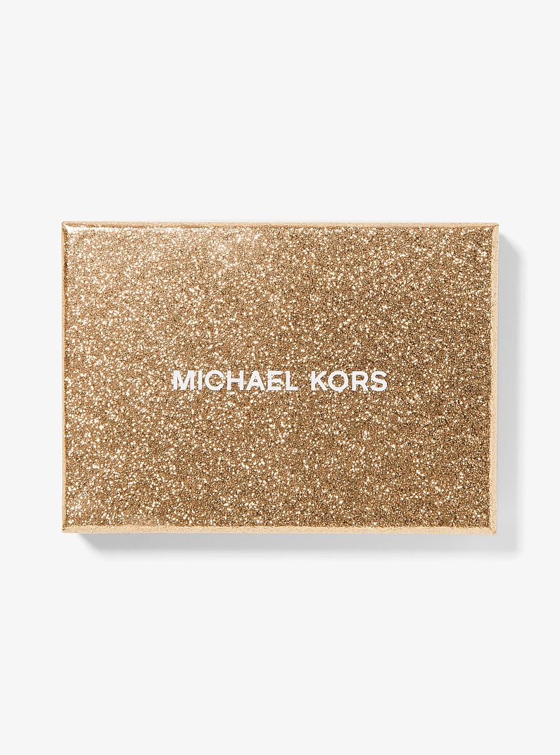 Petit &eacute;tui pour cartes Empire m&eacute;tallis&eacute; in NOIR/OR P&Acirc;LE | Michael Kors