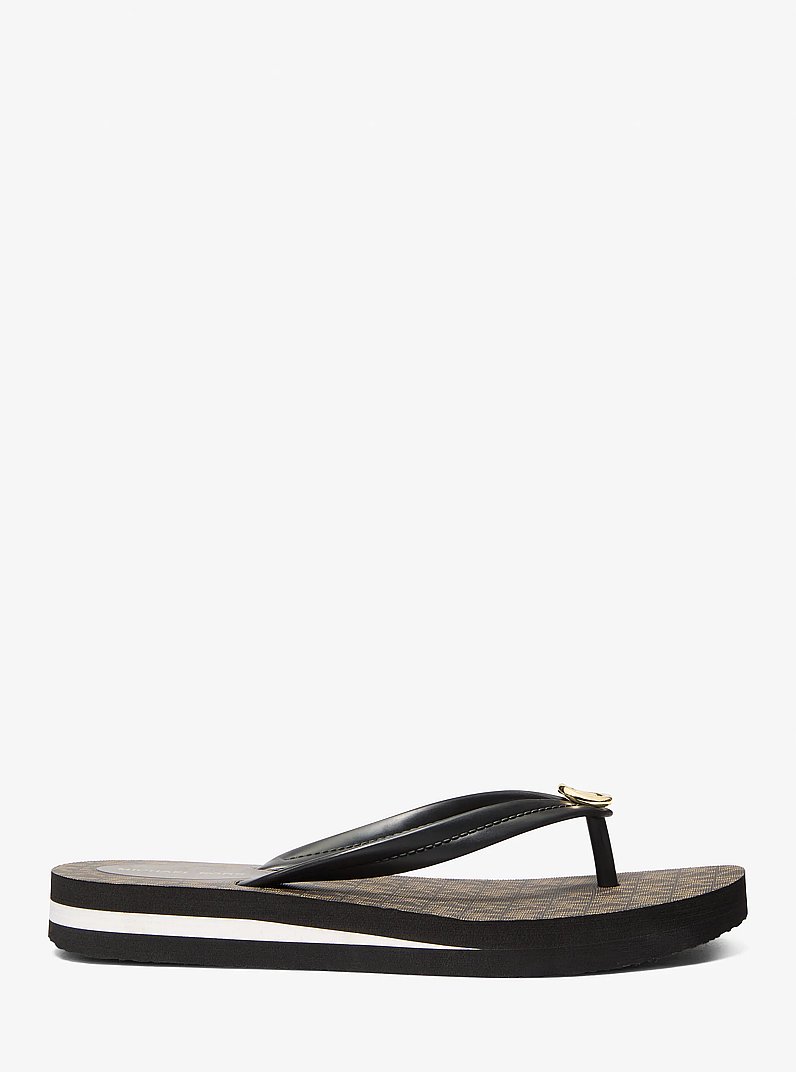 Posie Signature Logo Flip Flop in BROWN | Michael Kors