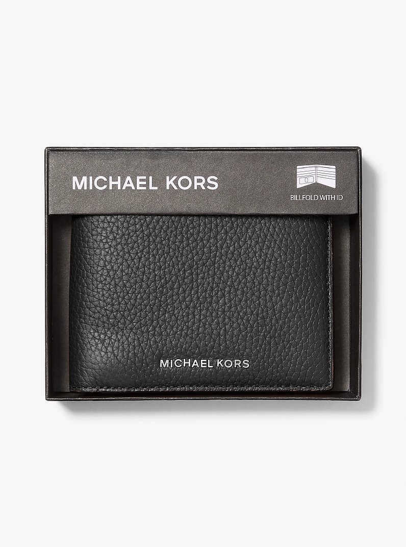 Hudson Pebbled Leather Billfold Wallet in BLACK | Michael Kors