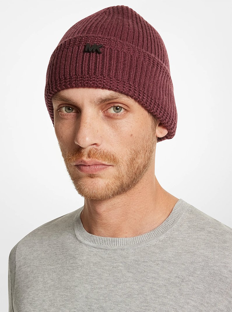 Ribbed Knit Beanie Hat in CORDOVAN | Michael Kors