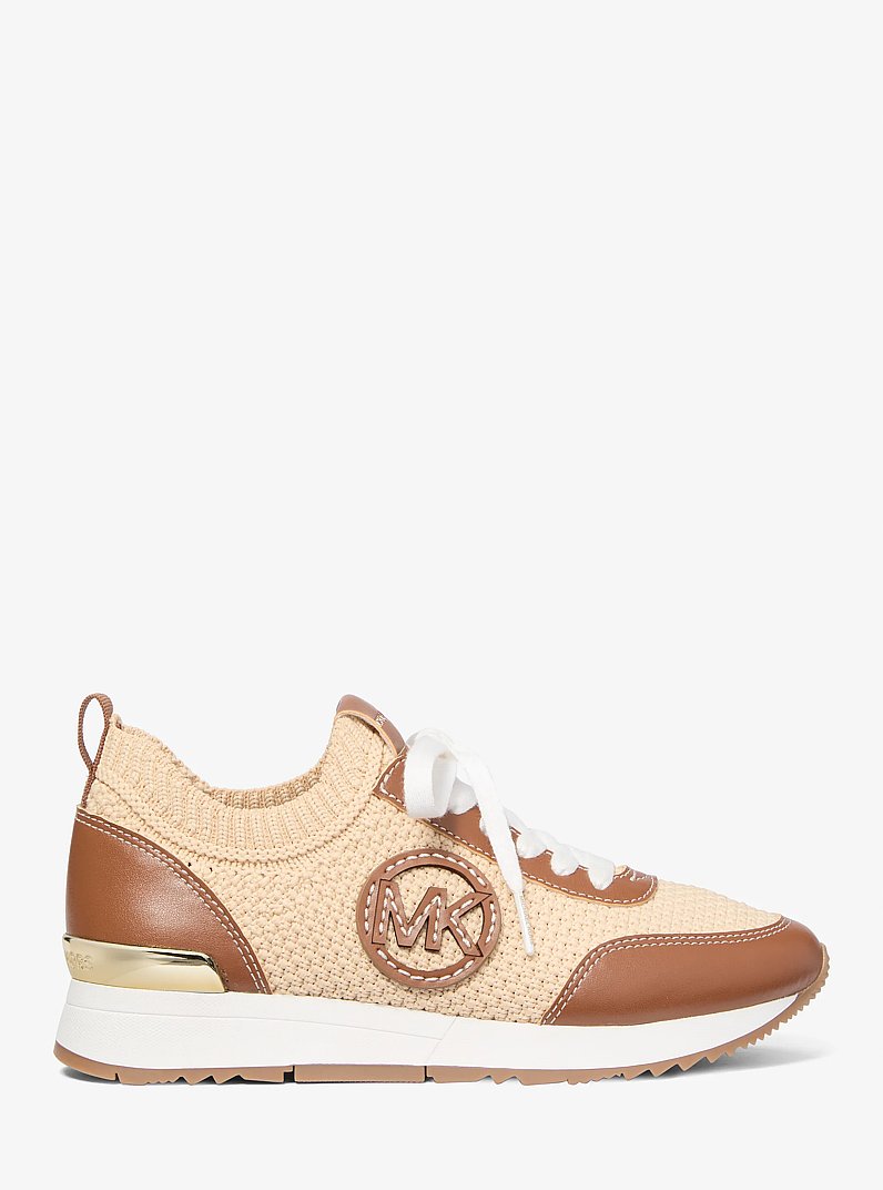 Jenkins Two-Tone Stretch Knit Trainer in NATURAL | Michael Kors