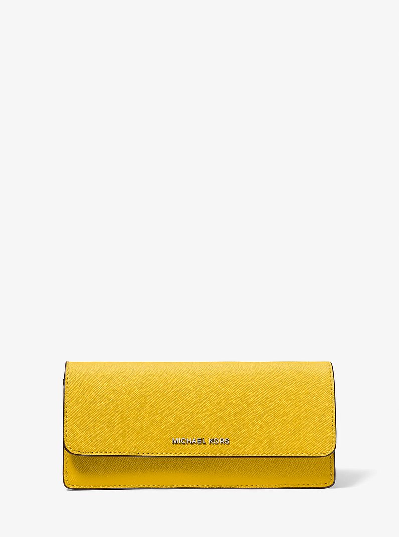 Jet Set Large Saffiano Leather Snap-Front Wallet in BRIGHT DANDELION | Michael Kors