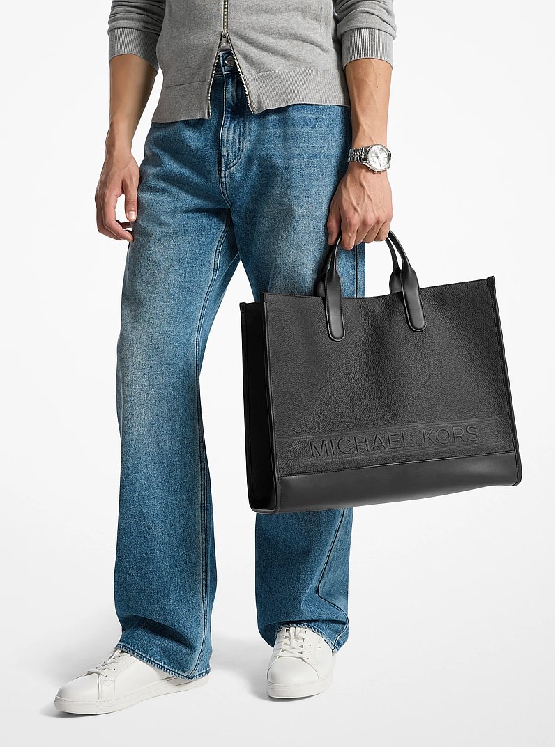 Hudson Pebbled Leather Tote Bag in BLACK | Michael Kors