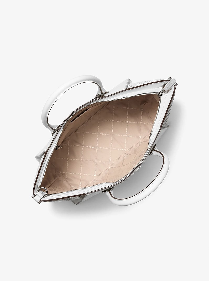 Avril Large Woven Satchel in OPTIC WHITE | Michael Kors