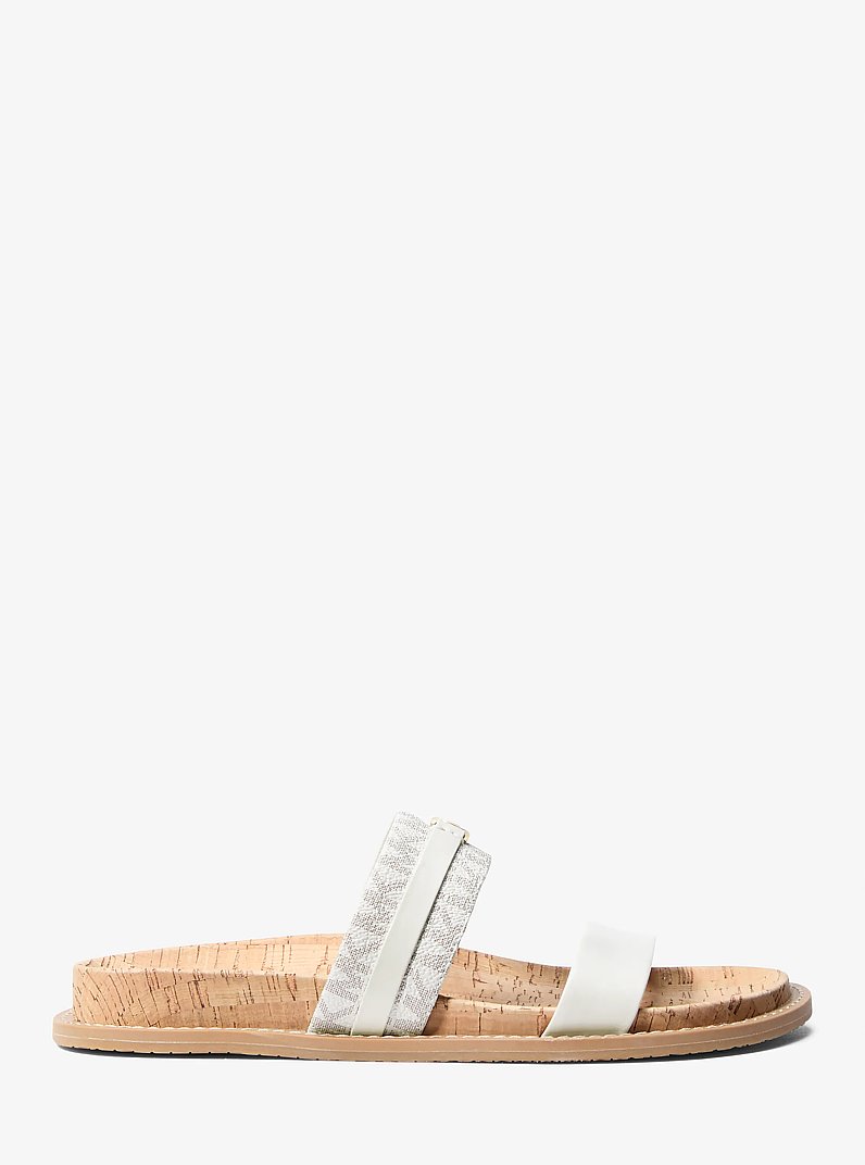 Mandy Signature Logo Flat Sandal in VAN/CREAM | Michael Kors