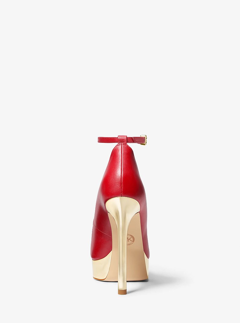 Xenia Leather Platform Pump in CRIMSON | Michael Kors
