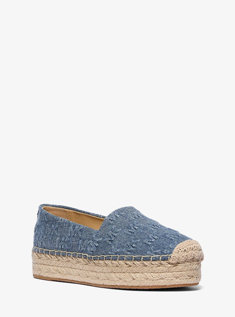 Plateau-Espadrille Lynn aus Denim mit Logopr&auml;gung in UNION-WASCHUNG | Michael Kors