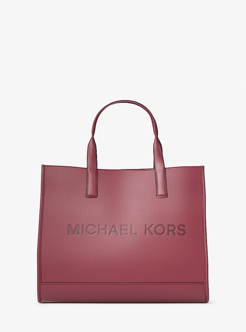 Bolso tote Cooper de piel granulada con logotipo en relieve in CEREZA | Michael Kors
