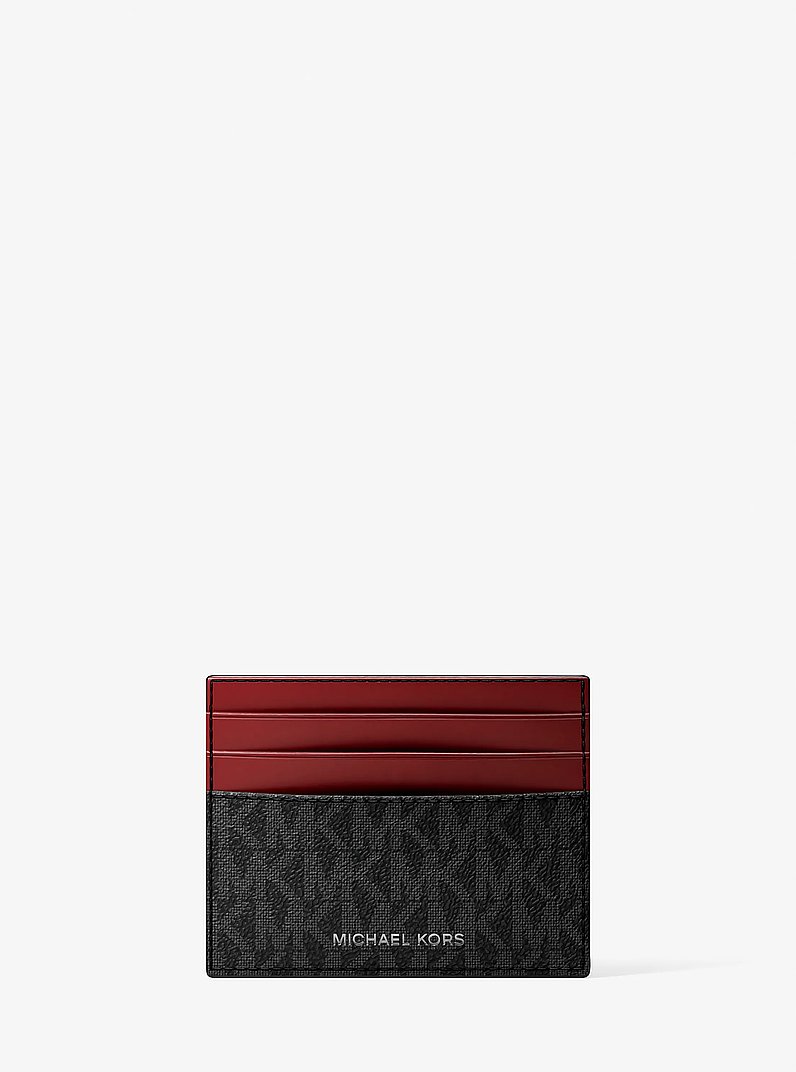 Hudson Signature Logo Tall Card Case in BLACK | Michael Kors