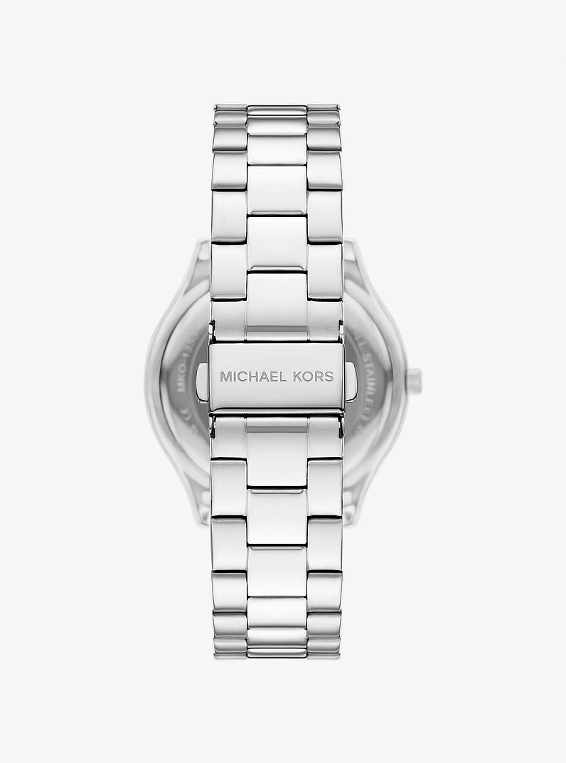 Oversized Aspyn Silver-Tone Watch and Bracelet Jewelry Gift Set in SILVER | Michael Kors