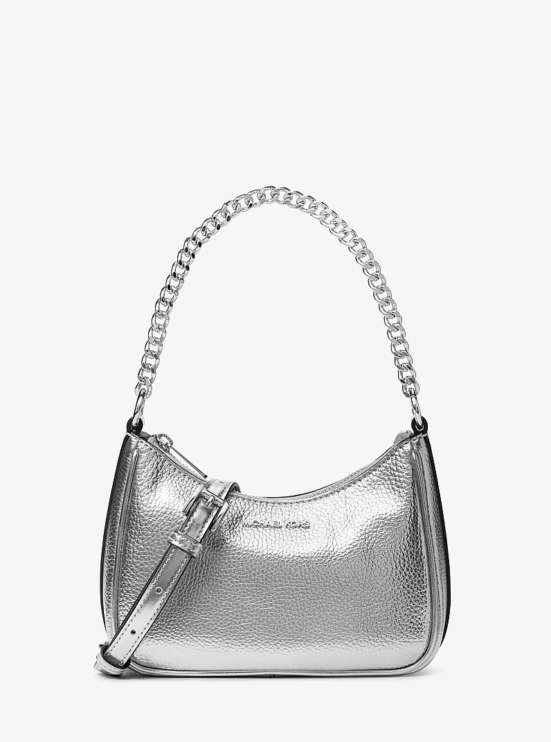 Jet Set Travel Small Metallic Convertible Crossbody Bag in SILVER
