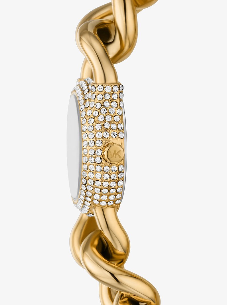 Petite Pav&eacute; Gold-Tone Chain-Link Watch in GOLD | Michael Kors