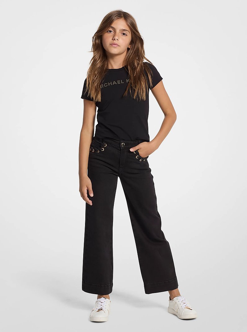 Grommeted Whipstitch Jeans in BLACK | Michael Kors