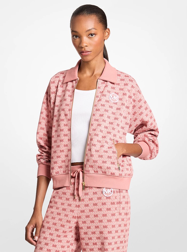 Veste en m&eacute;lange de coton &agrave; fermeture &eacute;clair &agrave; logo in SUNSET ROSE | Michael Kors