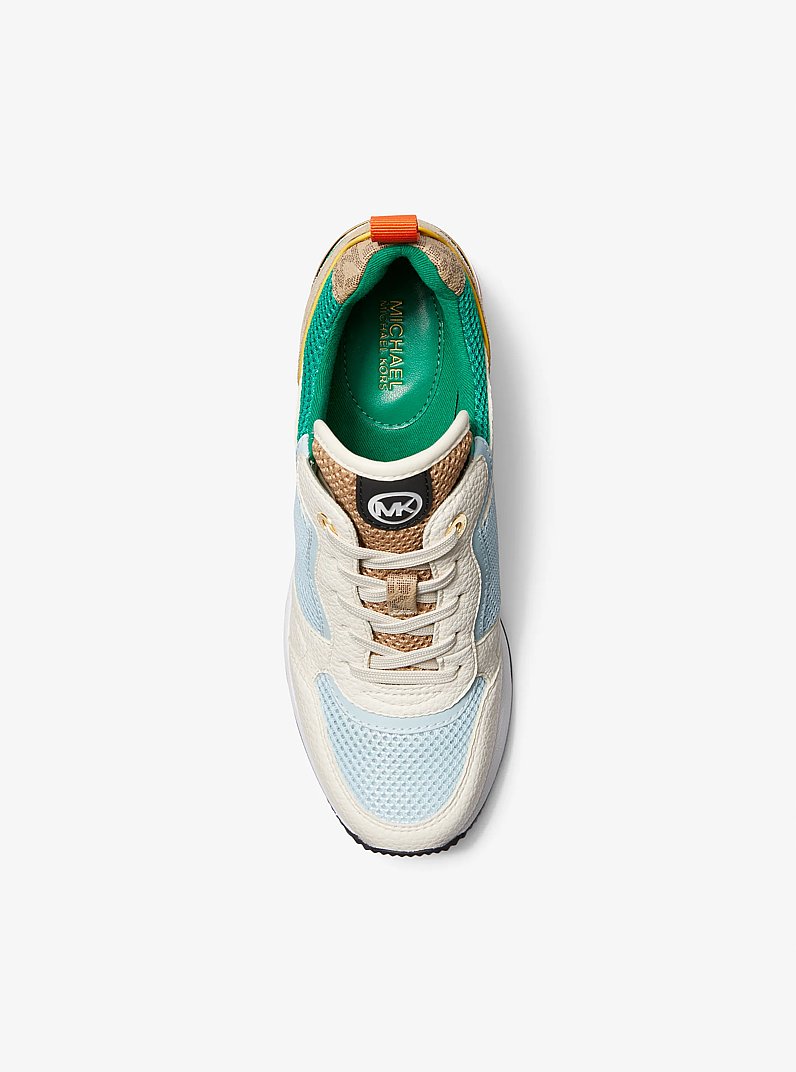 Crista Color-Block Mixed-Media Trainer in PALM GREEN | Michael Kors