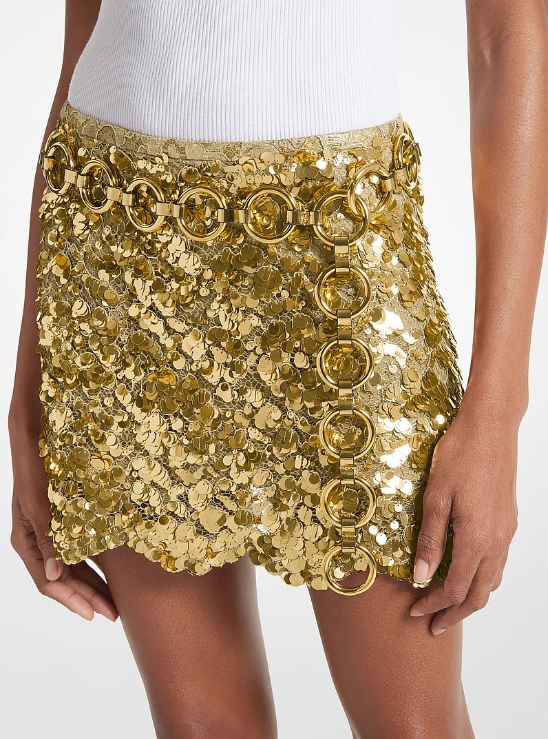 Marisa Gold-Tone and Metallic Leather Ring Belt in GOLD | Michael Kors