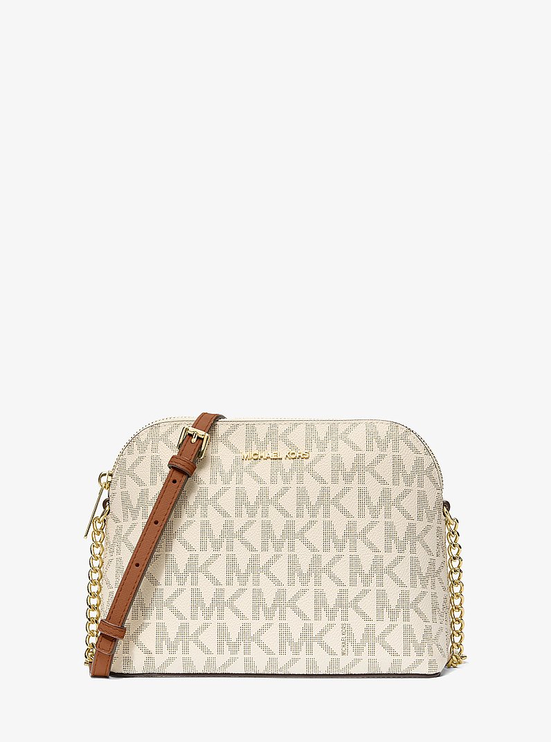 Umh&auml;ngetasche Cindy mit Signature-Logomuster in VANILLE/LUGGAGE | Michael Kors