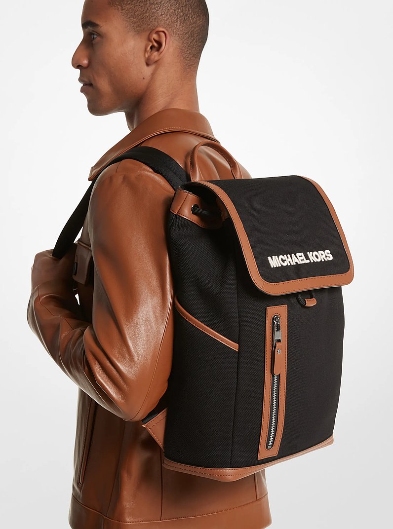 Brooklyn Cotton Canvas Backpack in BLACK | Michael Kors
