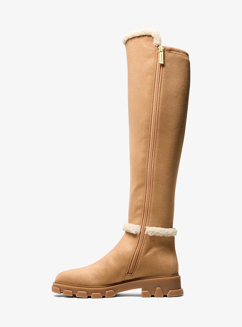 Ridley Faux Shearling Trim Riding Boot in PEANUT | Michael Kors