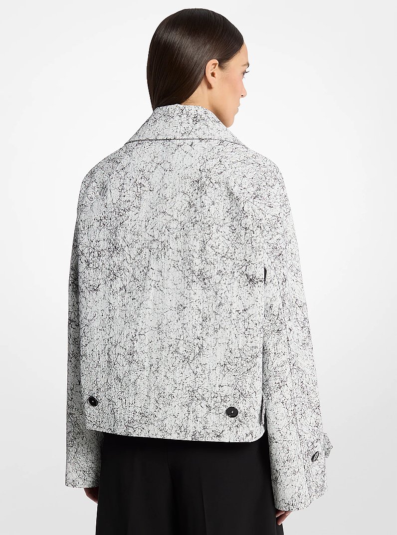 Balmacaan corto de denim craquelado in NEGRO/BLANCO | Michael Kors