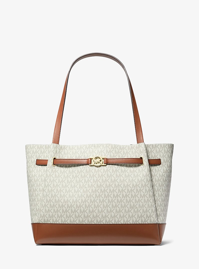 Reed Large Signature Logo Tote Bag in VANILLA | Michael Kors