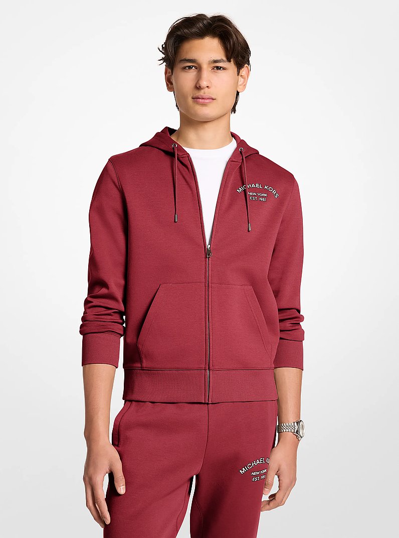 Hoodie en m&eacute;lange de coton &agrave; fermeture &eacute;clair et &agrave; logo in BORDEAUX | Michael Kors