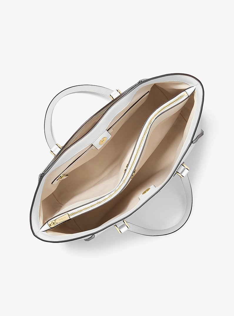 Taryn Large Leather Tote Bag in OPTIC WHITE | Michael Kors