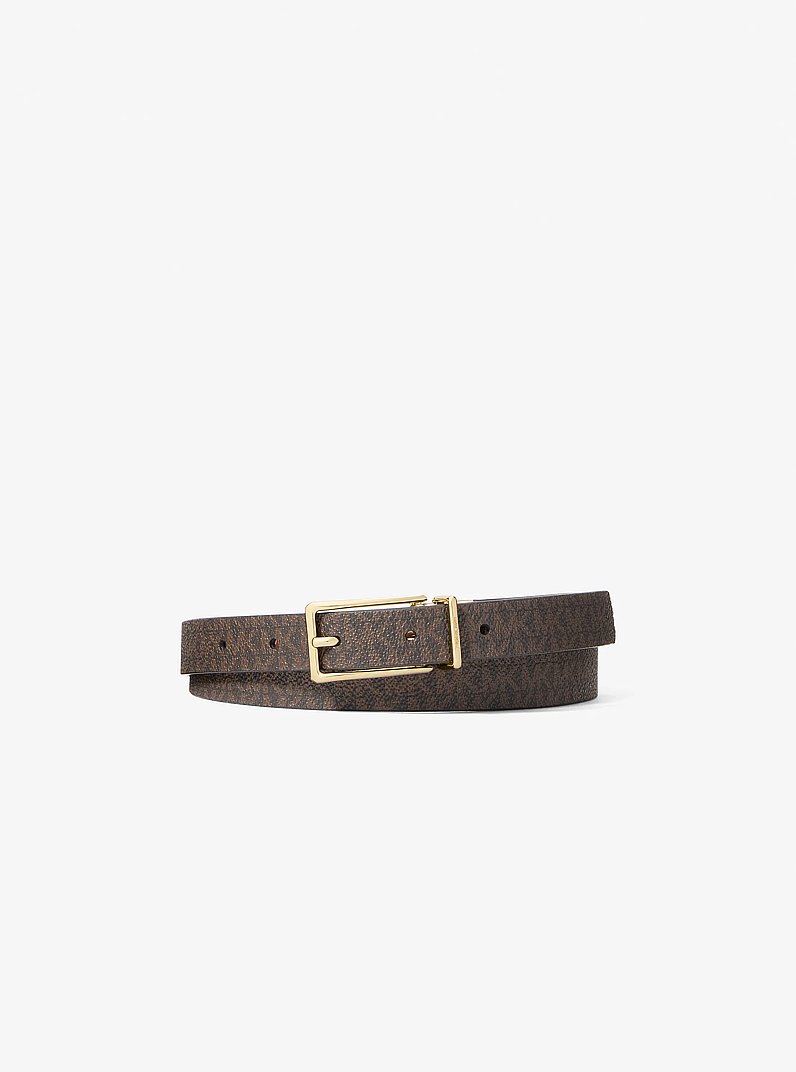 Reversible Signature Logo and Leather Belt in BROWN | Michael Kors