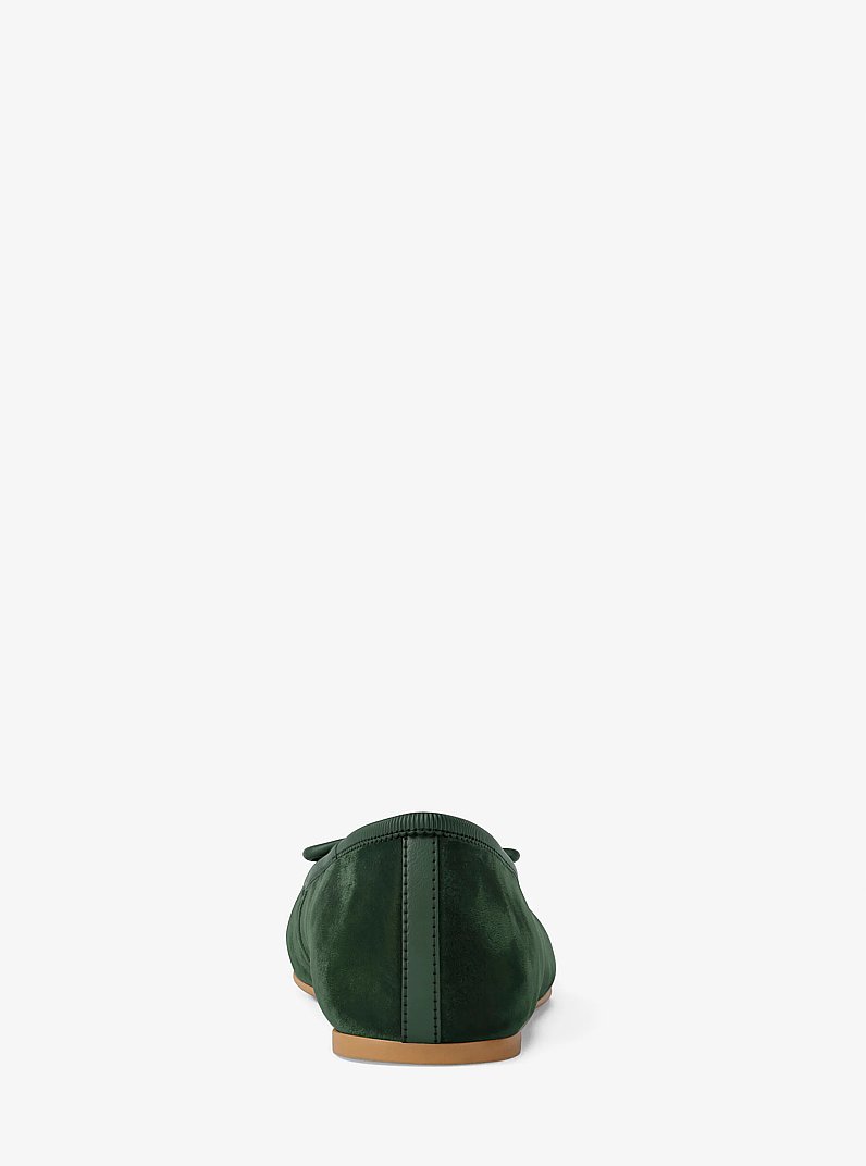 Savannah Logo Debossed Velvet Ballet Flat in AMAZON GREEN | Michael Kors