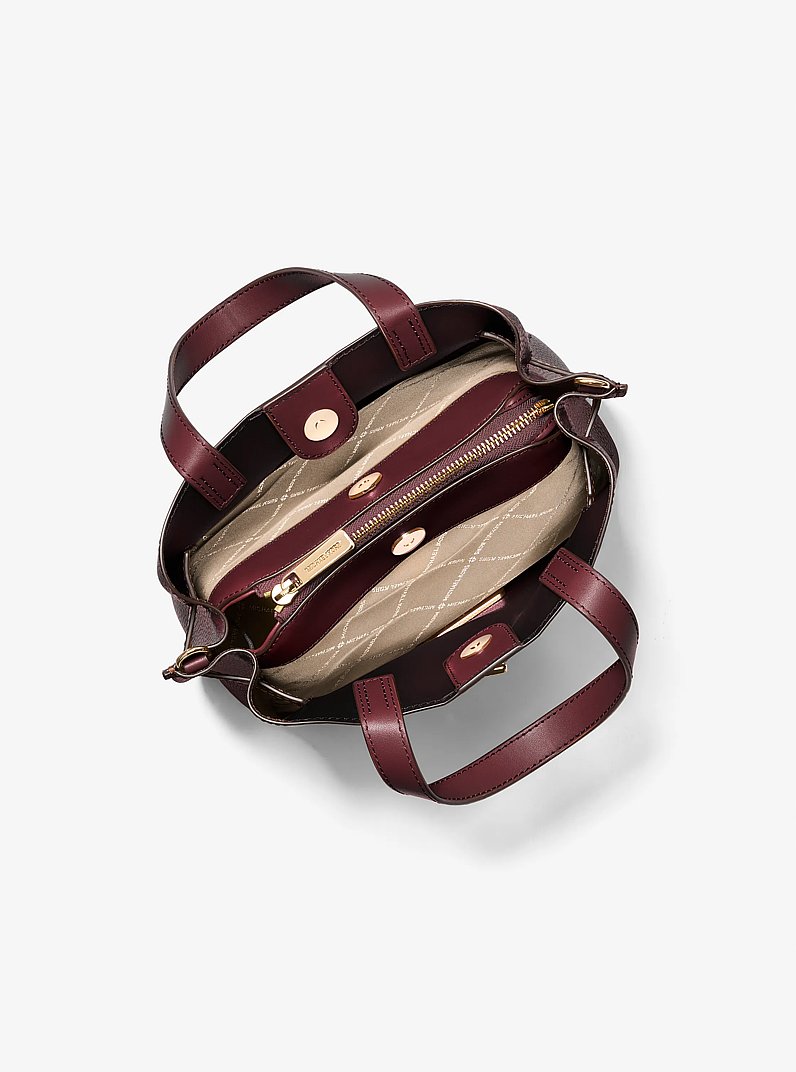 Emilia Small Pebbled Leather Satchel in OXBLOOD | Michael Kors