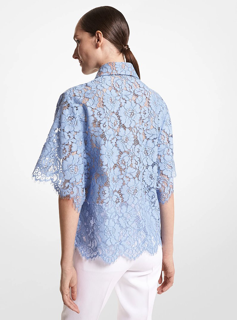 Cotton Blend Floral Lace Shirt in COAST | Michael Kors