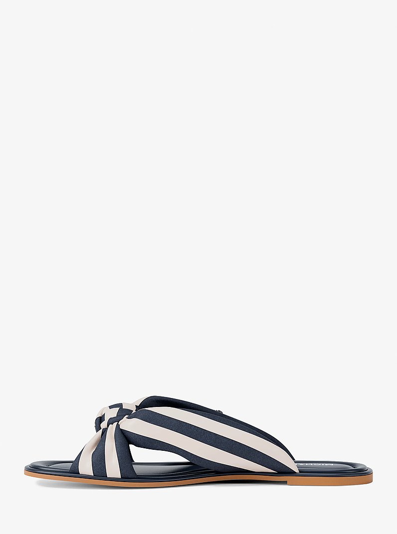 Elena Striped Linen Blend Slide Sandal in NAVY | Michael Kors