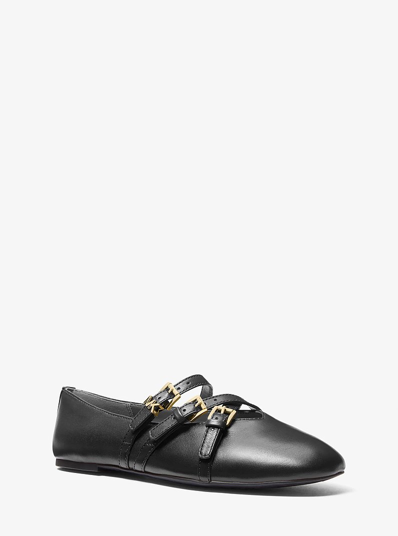 Indy Flex Leather Ballet Flat in BLACK | Michael Kors