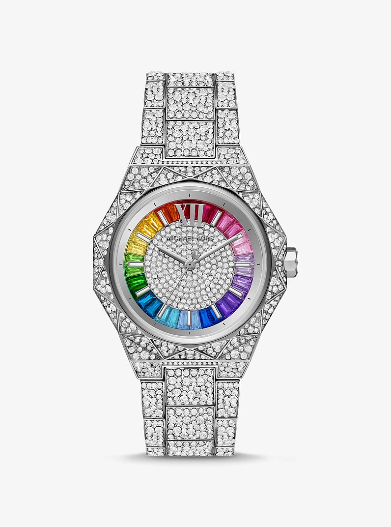 PRIDE Limited-Edition Oversized Raquel Rainbow Pavé Silver-Tone