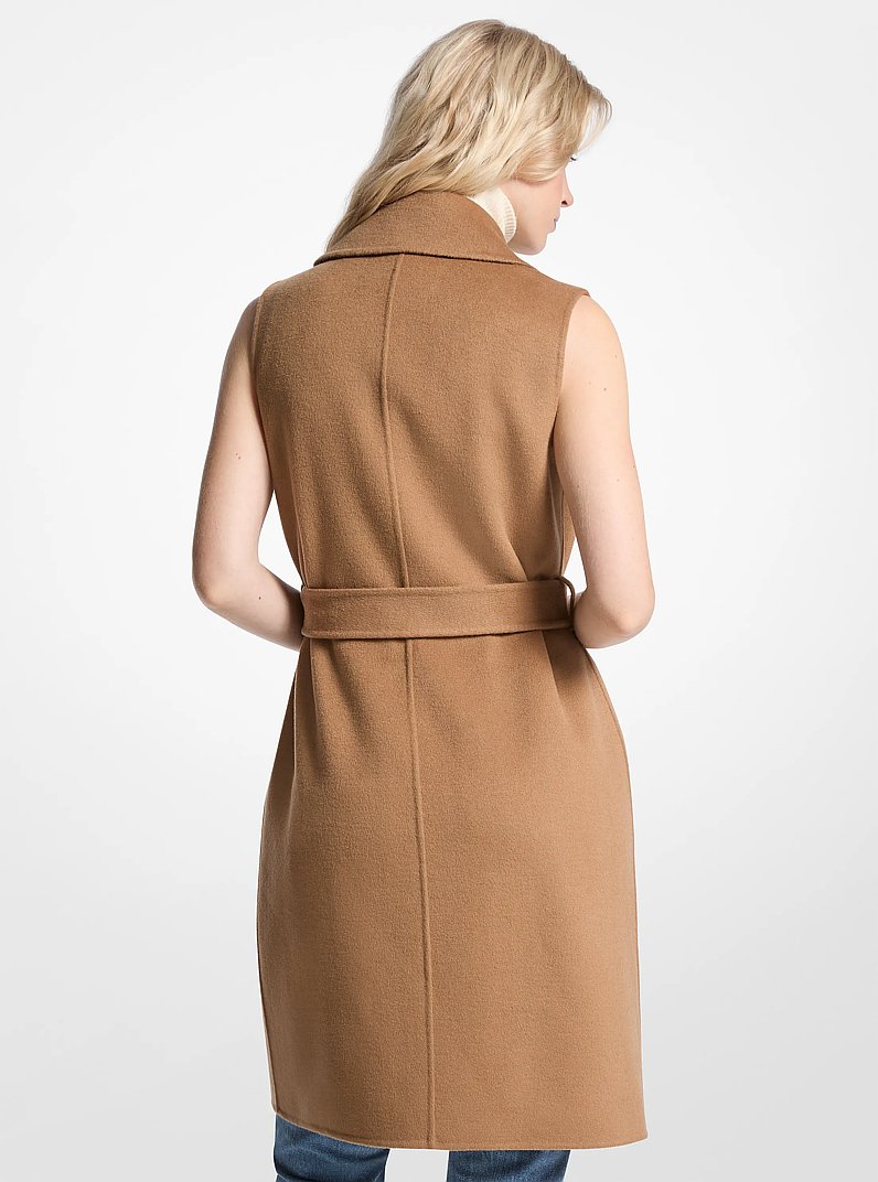 Wool Blend Belted Wrap Vest in DARK CAMEL | Michael Kors