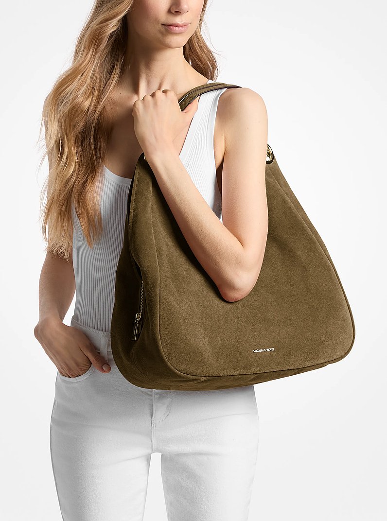 Ellie Large Suede Shoulder Bag in LODEN | Michael Kors
