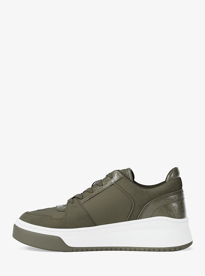 Lexi Embellished Mixed-Media Sneaker in OLIVE | Michael Kors