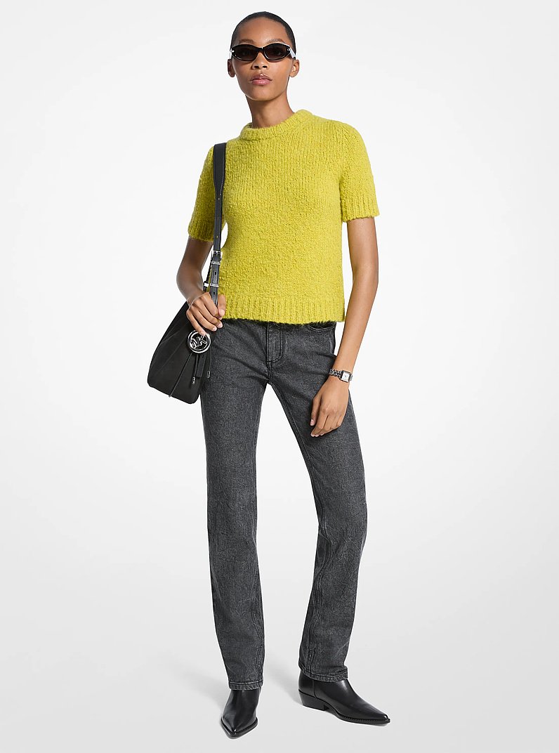 Knit Short-Sleeve Sweater in APPLE | Michael Kors