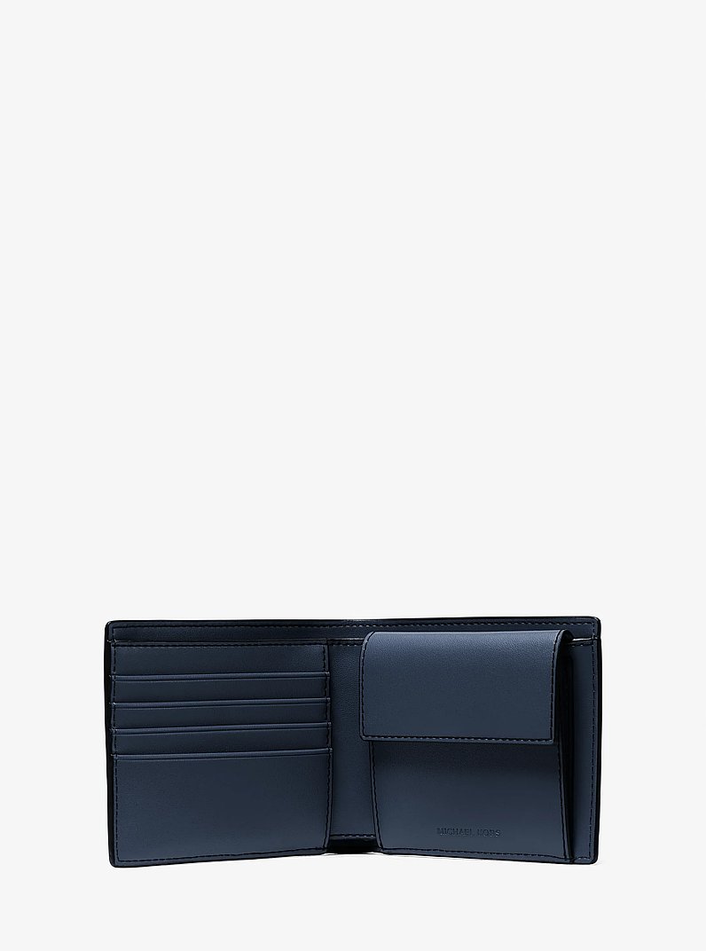 Cooper Pebbled Leather Billfold Wallet With Coin Pouch in BLEU MARINE | Michael Kors