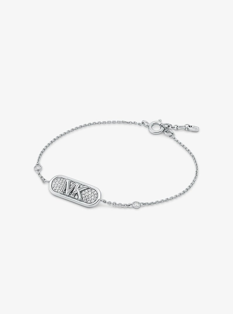 Bracciale in argento sterling placcato in metallo prezioso con pav&eacute; e logo Empire in ARGENTO | Michael Kors