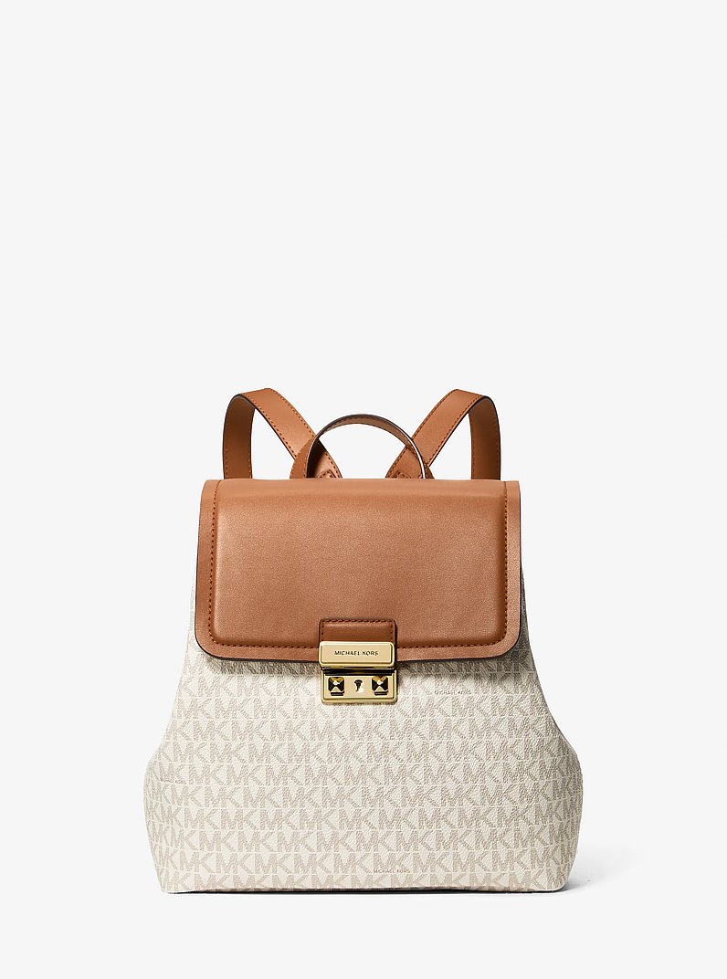 Tribeca Small Signature Logo Backpack in VANILLA/ACORN - Sale