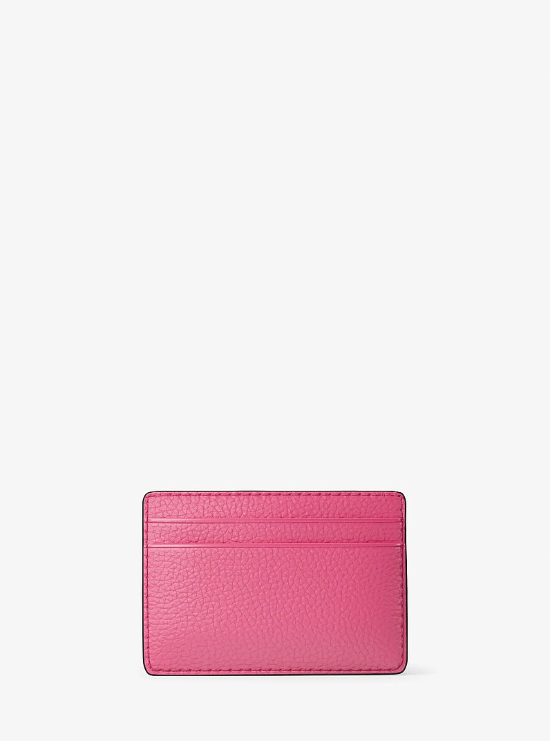 Jet Set Pebbled Leather Card Case in WILD BERRY | Michael Kors