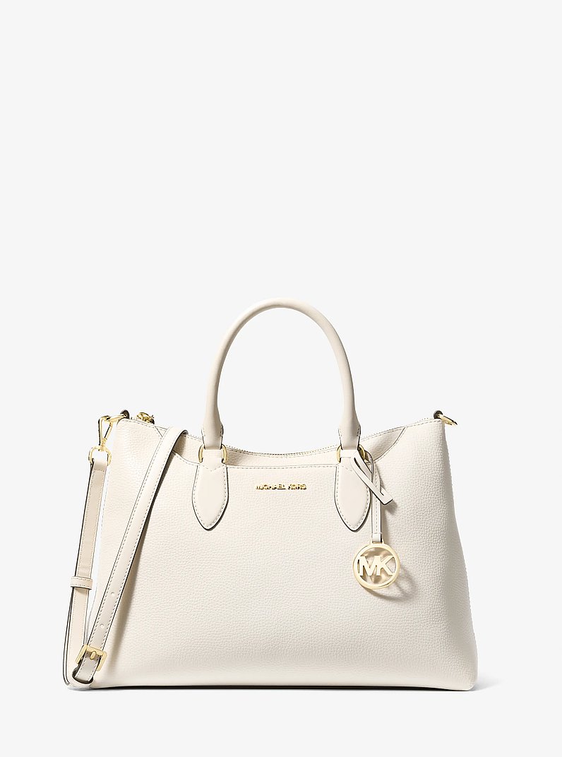 Bolso satchel Austen mediano de piel in CREMA CLARO | Michael Kors