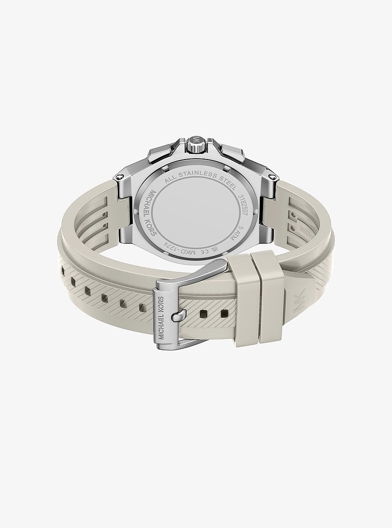 Oversized Lennox Silver-Tone and Silicone Watch in SILVER | Michael Kors