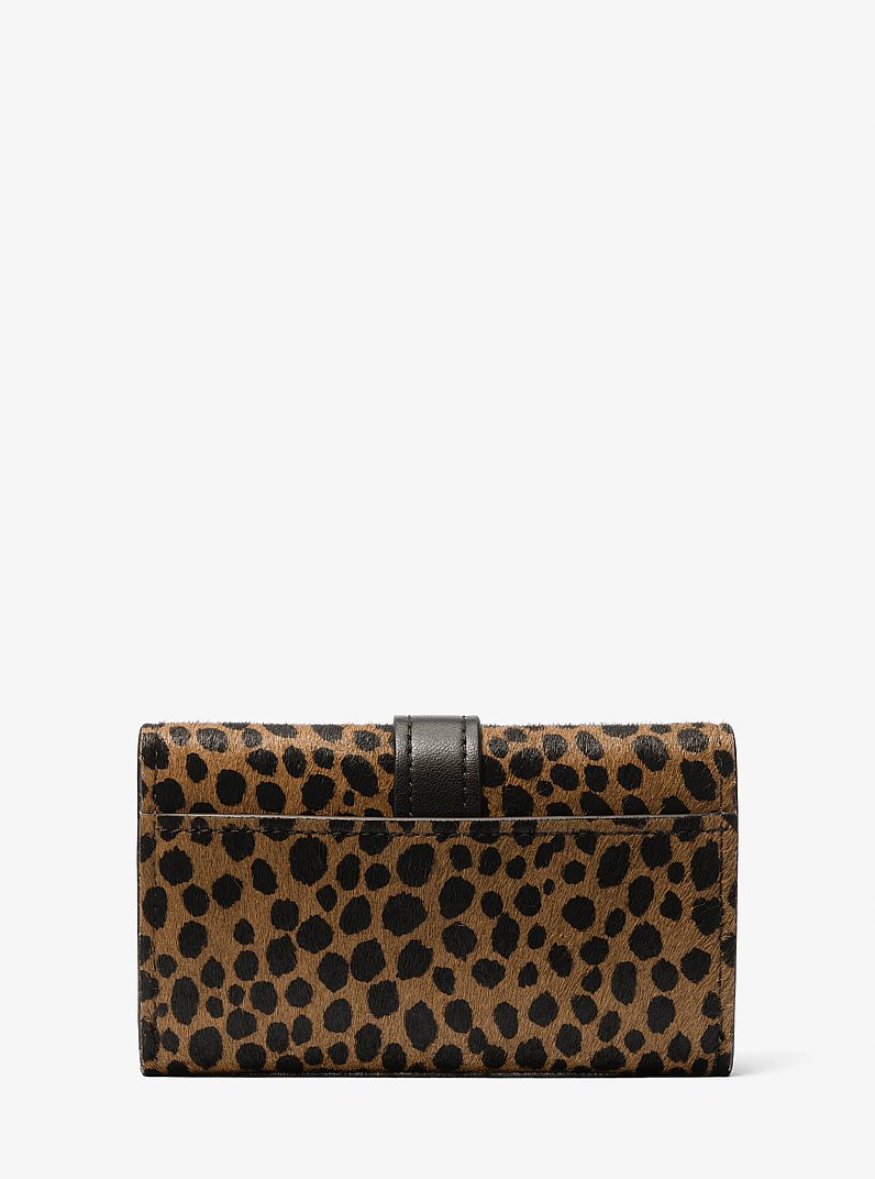 Nolita Medium Cheetah Print Calf Hair Tri-Fold Wallet in HUSK MULTI | Michael Kors
