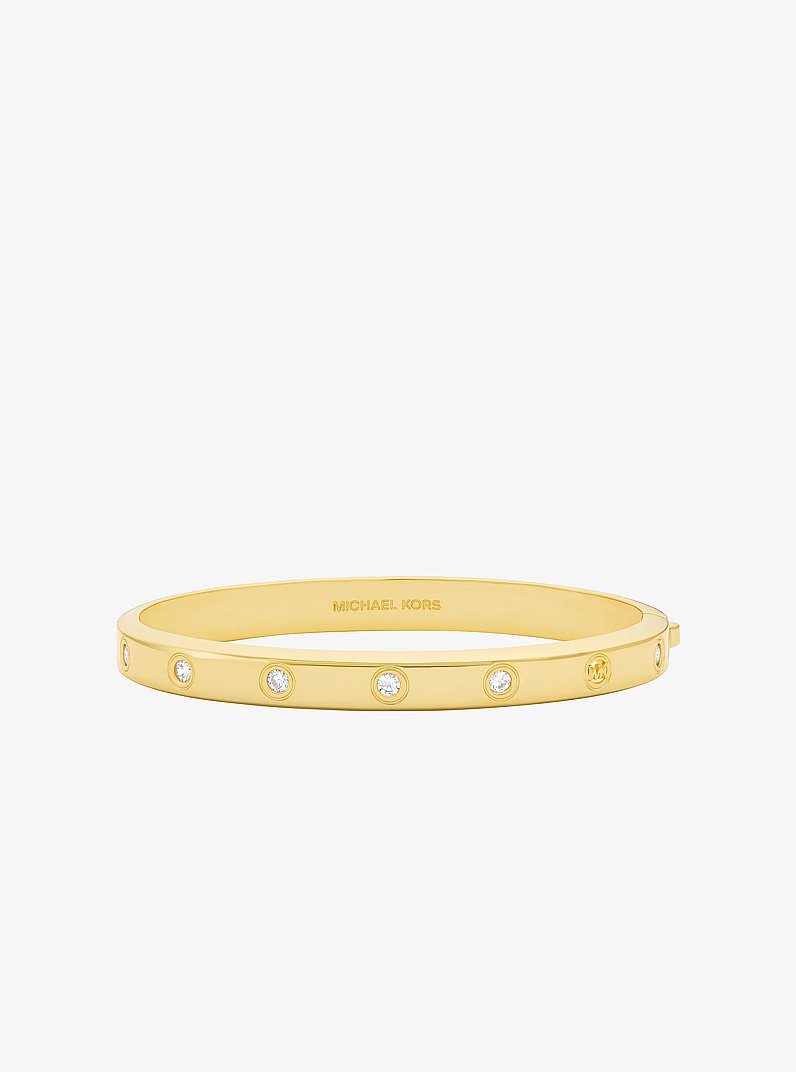 Cubic Zirconia Logo Bangle in GOLD | Michael Kors